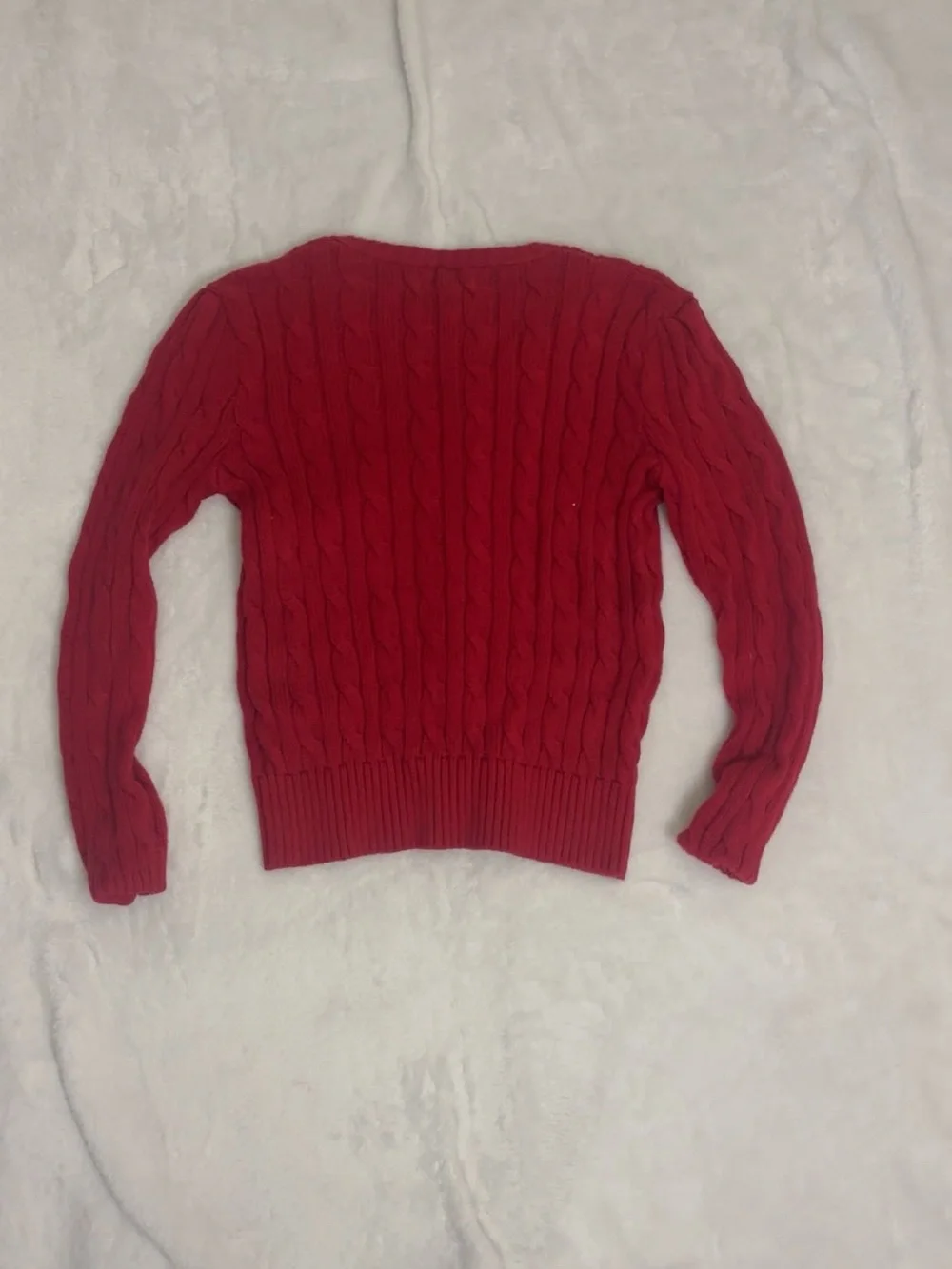 Ralph Lauren Red Cable-Knit Button Cardigan
